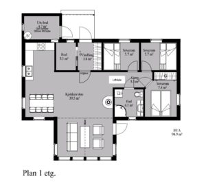 Hyttemodell Skadi fra Berge Hytta - plantegning