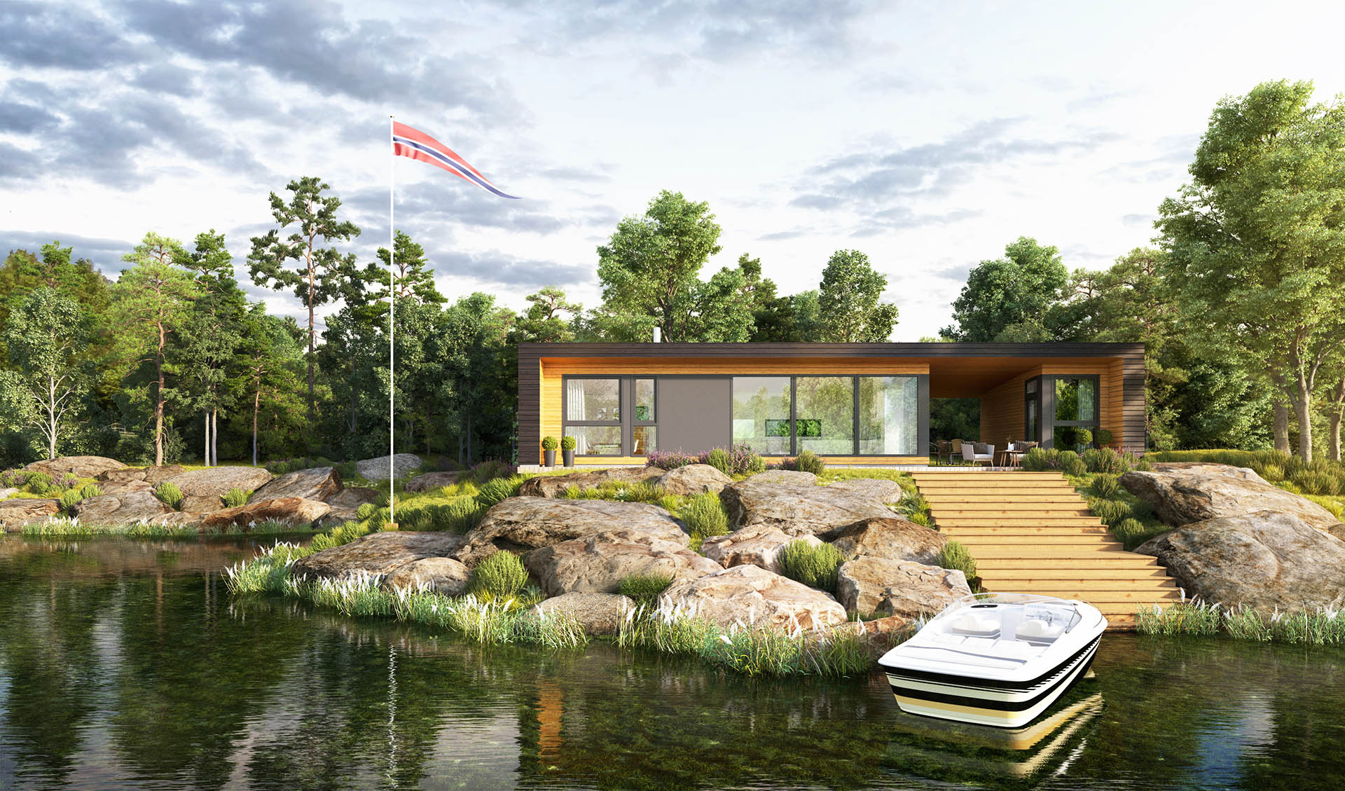 Hyttemodell - Fenja fra Berge Hytta. Moderne hytte i flere varianter og størrelser.